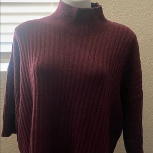 Burgundy sweater with cowl neck